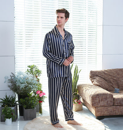 men's silk stripe pajamas