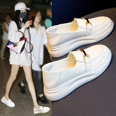 Leather Platform Casual Loafers