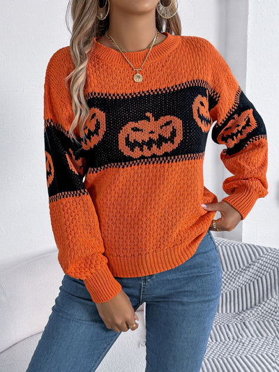 Halloween Pumpkin Knit Sweater