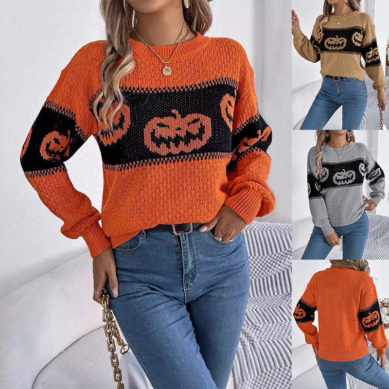 Halloween Pumpkin Knit Sweater