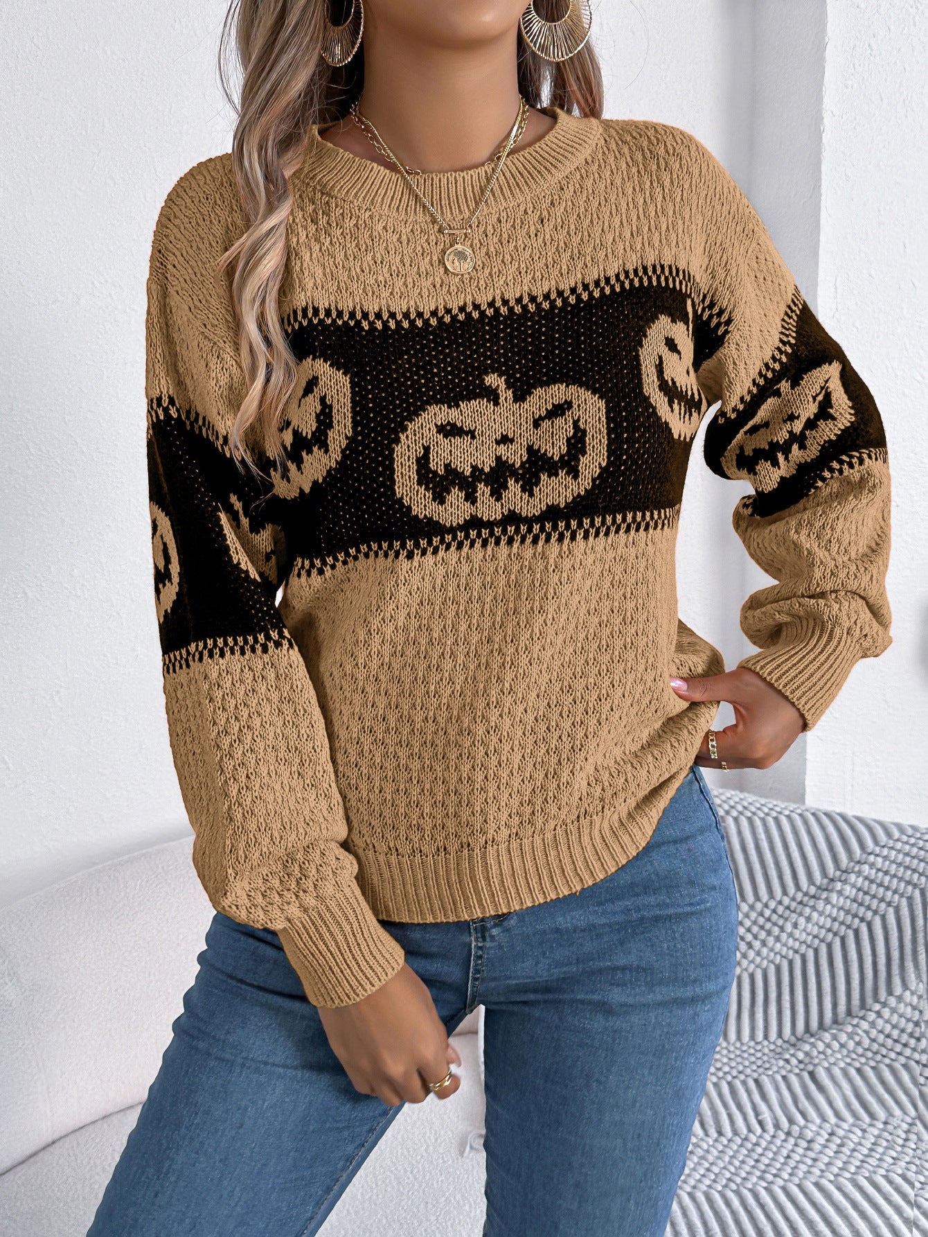 Halloween Pumpkin Knit Sweater