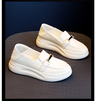 Leather Platform Casual Loafers