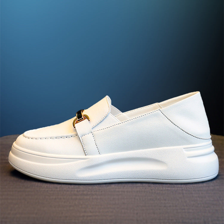Leather Platform Casual Loafers
